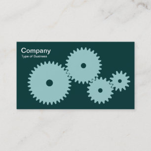 Gears - Lt Blue Green on Dk Green Business Card