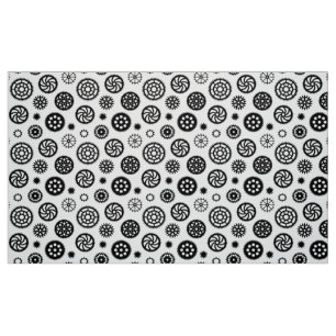 Gears Pattern 070819 - Black on White Fabric