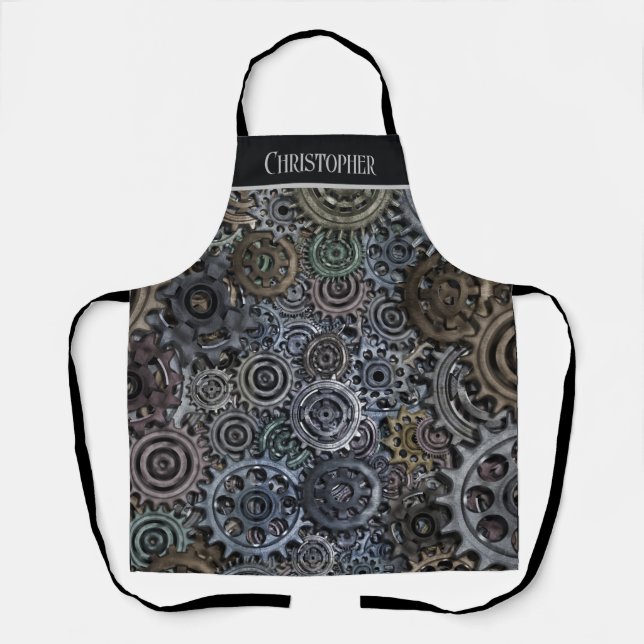 Gears Personalised Apron (Front)