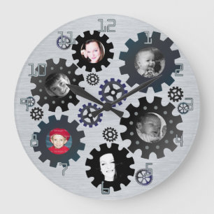 Gears Photo Frames Wall Clock