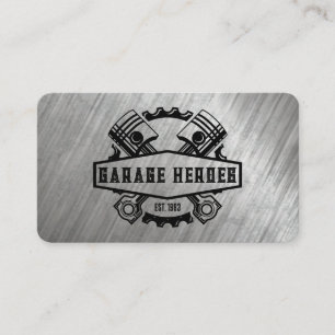 Gears Pistons Metal Car Services Business Card