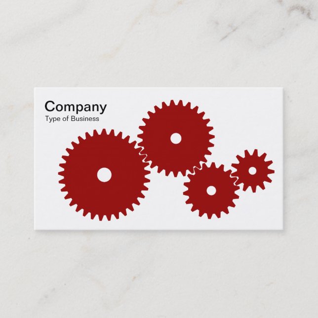 Gears - Ruby on White Business Card (Front)