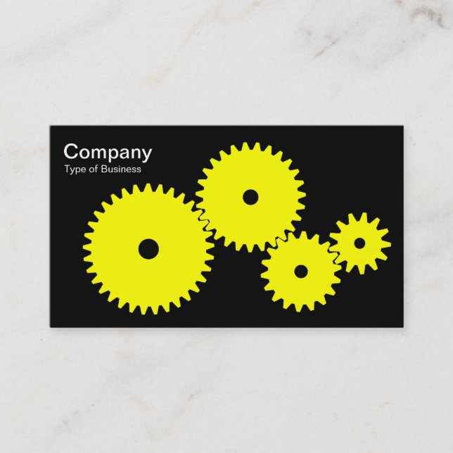Gears - Yellow on Black Business Card (Front)