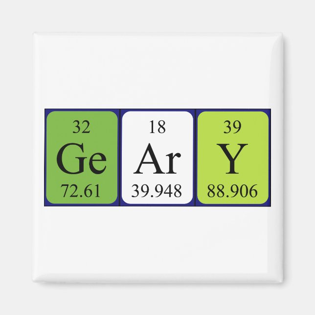 Geary periodic table name magnet (Front)