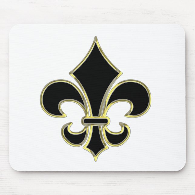 Geaux Black & Gold Fleur De Lis Mouse Pad (Front)