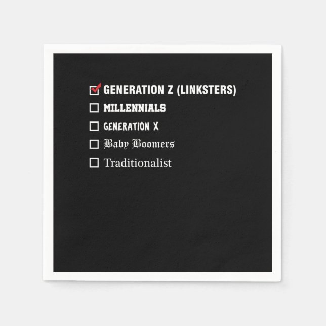 Gebnration Z Millenials Generation X Boomer Gift Napkin (Front)
