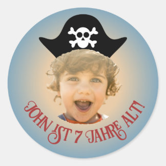 Geburtstag Piraten-Foto Aufkleber mit Foto -  Classic Round Sticker