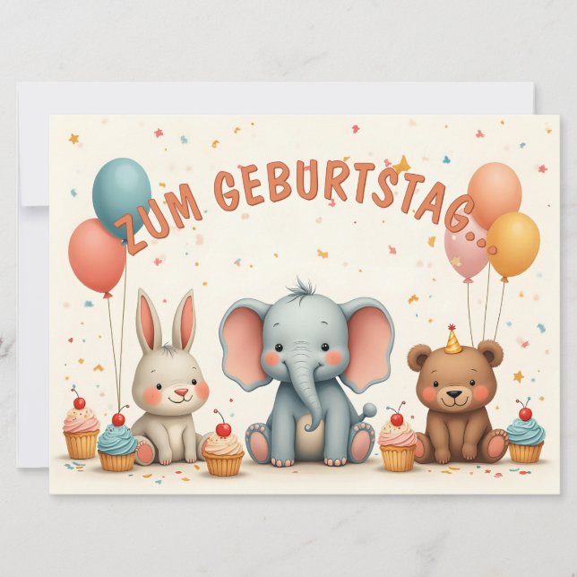 Geburtstagsfreude mit tierischen Freunden (Front)