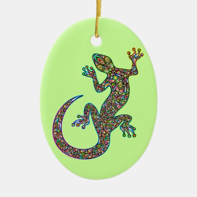 Geck Gecko Psychedelic Design Ornament (Front)