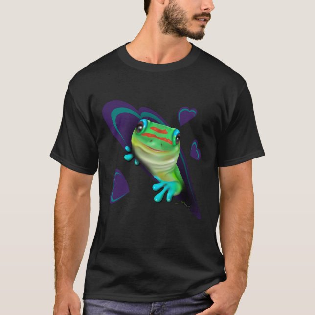 Gecko And Hearts T-Shirt (Front)