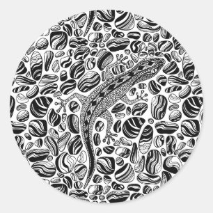 Gecko and pebbles classic round sticker