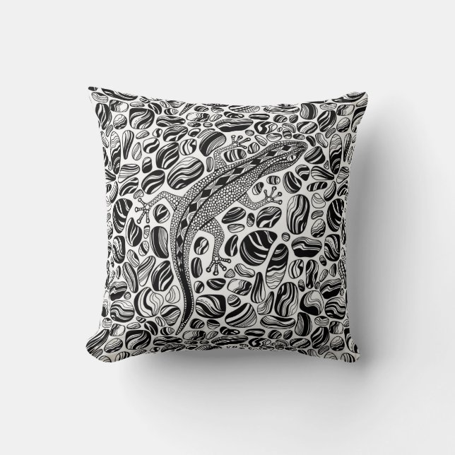 Gecko and pebbles cushion (Front)