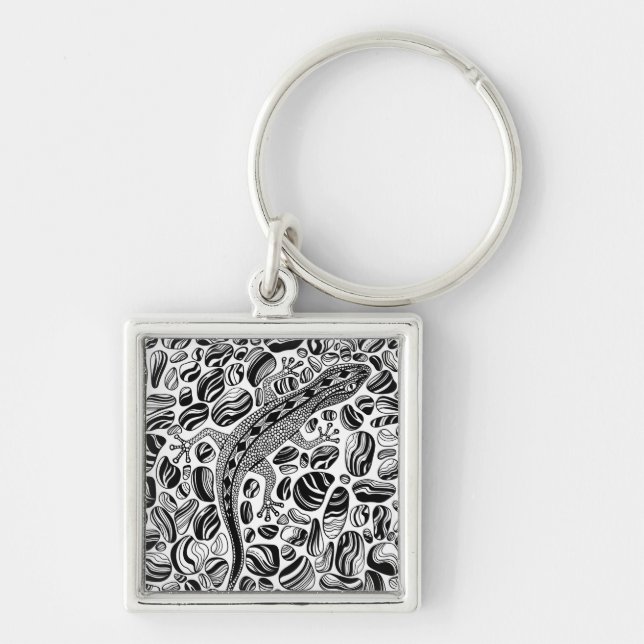 Gecko and pebbles key ring (Front)