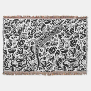 Gecko and pebbles throw blanket