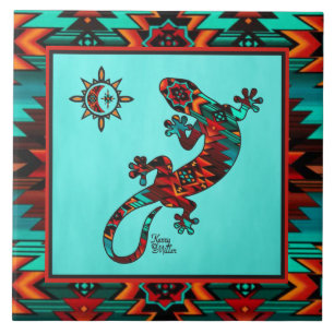 Gecko And Sun Ceramic Tile