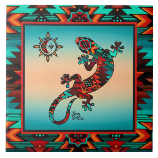 Gecko And Sun Ceramic Tile