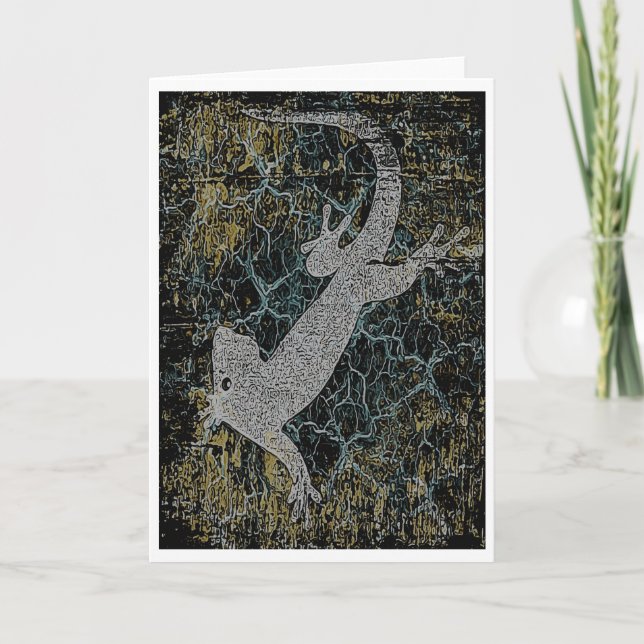 Gecko (Antique design) Greeting Card (Front)