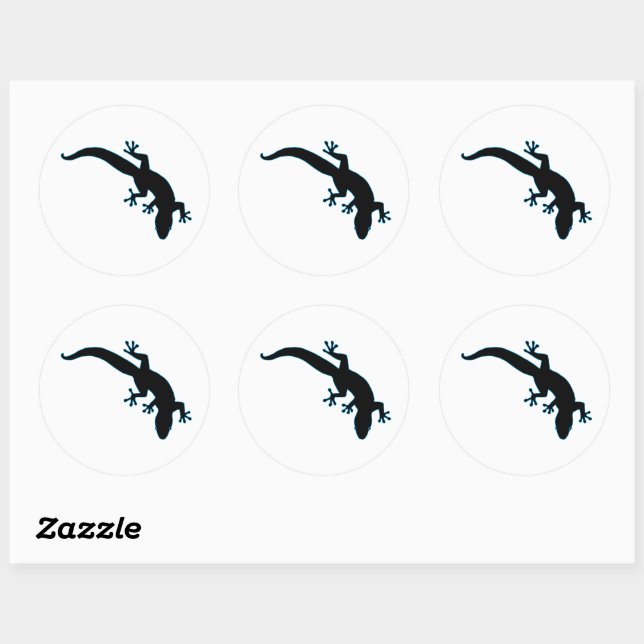 GECKO Blue Outline Classic Round Sticker (Sheet)