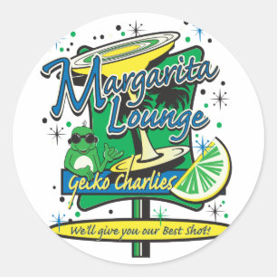 Gecko Charlies Margarita-Cocktail-Lounge Classic Round Sticker
