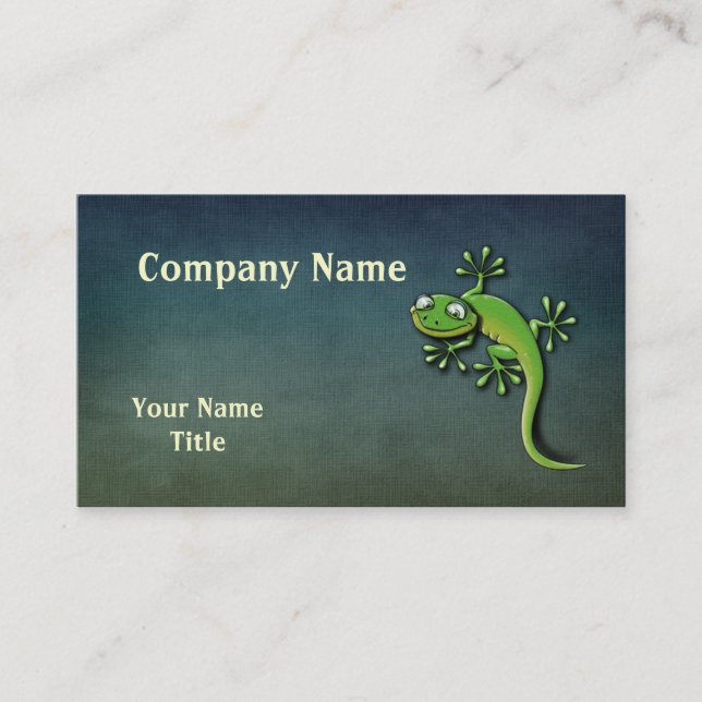 Gecko Dark Linen texture Business Card (Front)