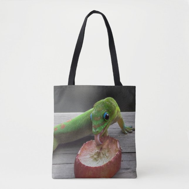 Gecko Eating Grapes Tote Bag (Front)