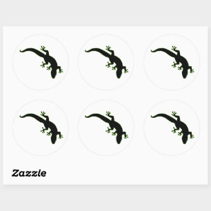 GECKO Green Outline Classic Round Sticker