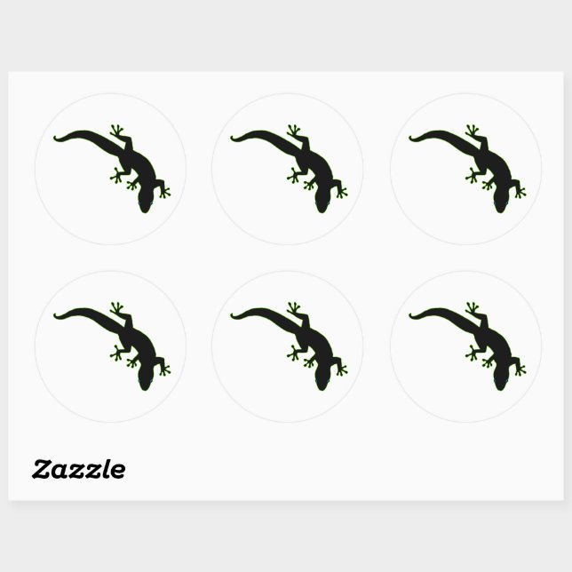 GECKO Green Outline Classic Round Sticker (Sheet)