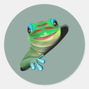 Gecko in a Hole Classic Round Sticker