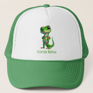 Gecko in Tropical Shirt Trucker Hat