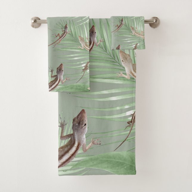 Gecko Jungle Dream #2 #decor #art Bath Towel Set (Insitu)