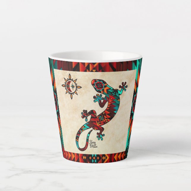 Gecko Lizard And Sun Latte Mug (Front)