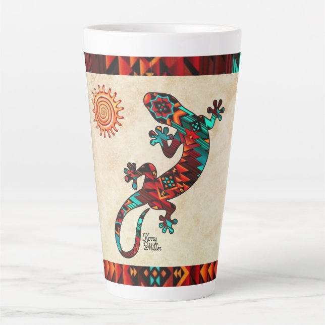 Gecko Lizard And Sun Latte Mug (Front)