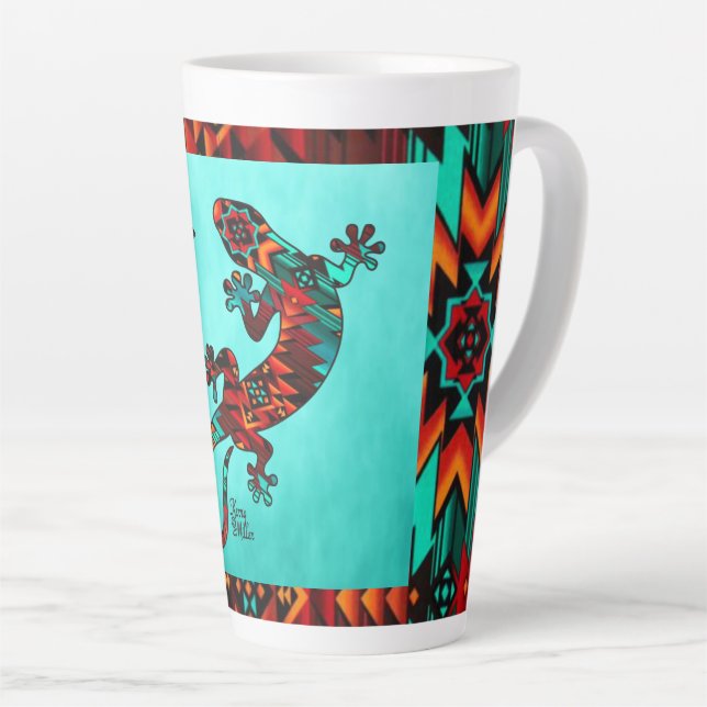 Gecko Lizard And Sun Latte Mug (Right Angle)
