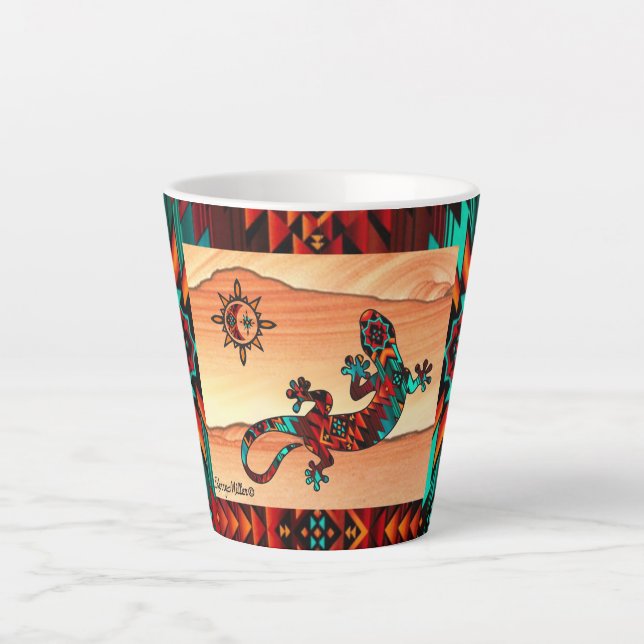 Gecko Lizard And Sun Latte Mug (Front)