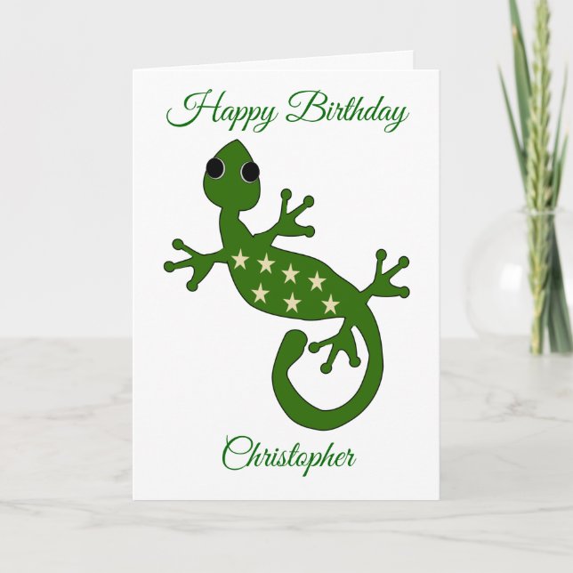 Gecko Lizard Birthday Card (Front)