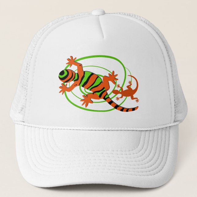 Gecko Lizard Cool Reptile Trucker Hat (Front)