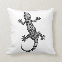 GECKO LIZARD ILLUSTRATION IN BLACK AND WHITE