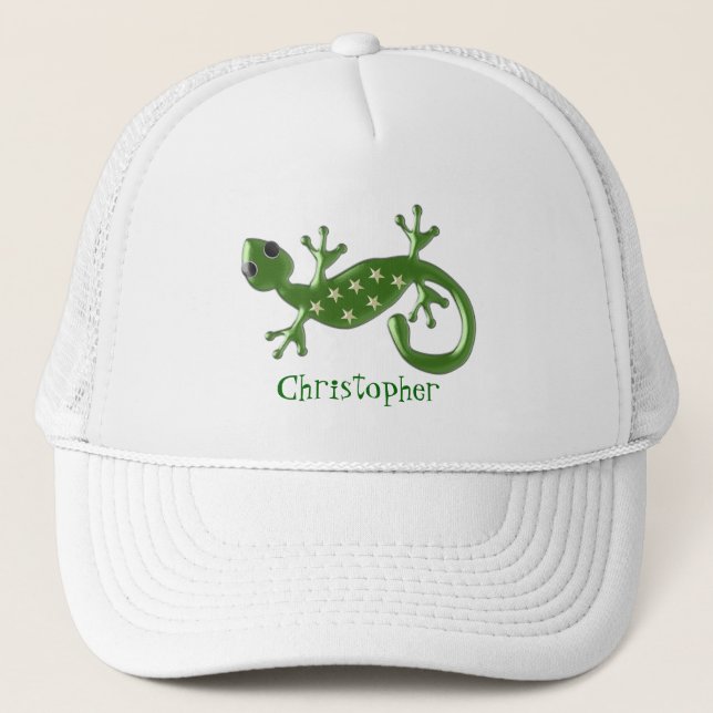 Gecko Lizard Just Add Name Trucker Hat (Front)