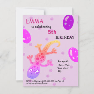 Gecko Lizard Kids Birthday Party Card