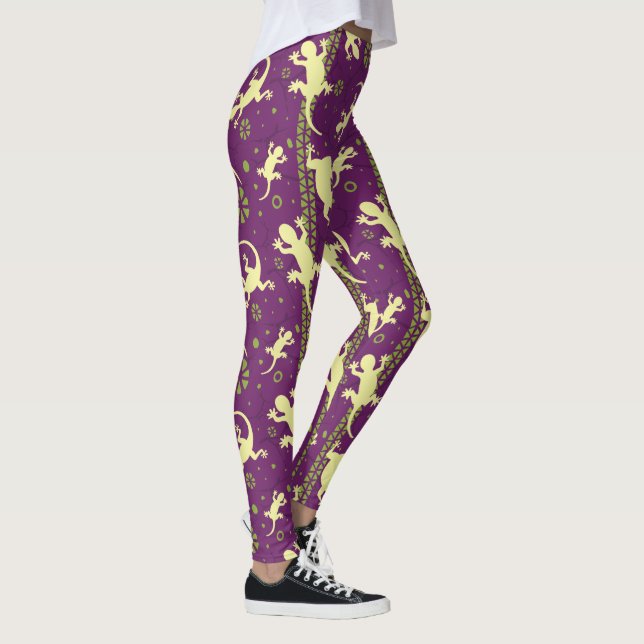 Gecko Lizard Purple Leggings (Right)