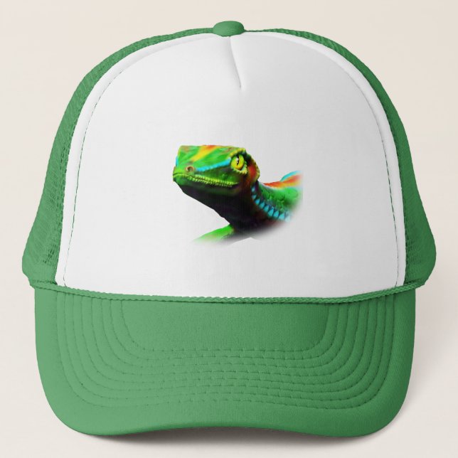 Gecko Lizard Rainbow Colours Trucker Hat (Front)
