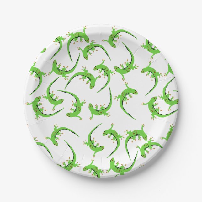 Gecko Lizard Reptile Pattern Paper Plate (Front)
