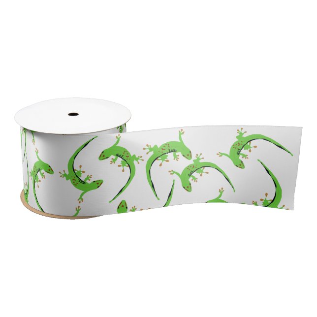 Gecko Lizard Reptile Pattern   Satin Ribbon (Spool)