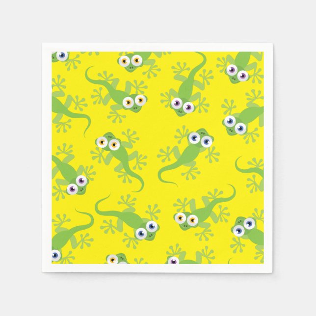 Gecko Lizards Birthday Party Cute Kids Napkins (Front)