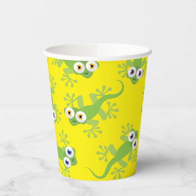 Gecko Lizards Birthday Party Cute Kids Paper Cups (Left)