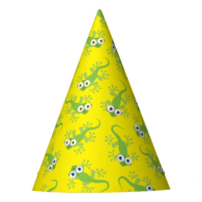 Gecko Lizards Birthday Party Cute Kids Party Hat (Front)