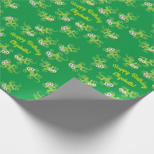 Gecko Lizards Birthday Party Cute Kids Wrapping Paper