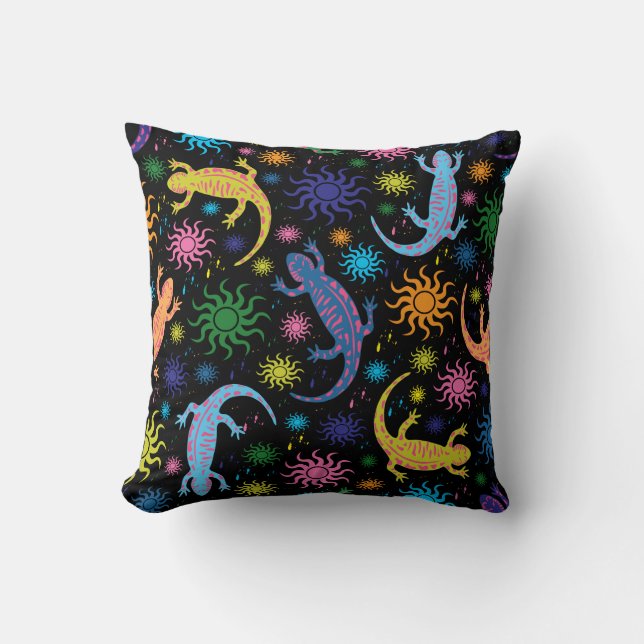Gecko Lizards Multi-Coloured All Over Print Cushion (Front)