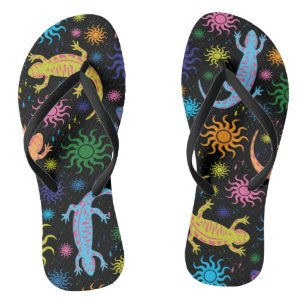 Gecko Lizards Multi-Coloured All Over Print Thongs
