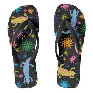 Gecko Lizards Multi-Coloured All Over Print Thongs